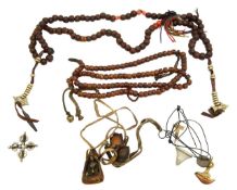Buddhist Amulet Necklace and Prayer Beads, possibly Tibetan
