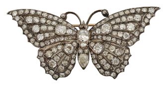An impressive mid Victorian diamond-set butterfly brooch