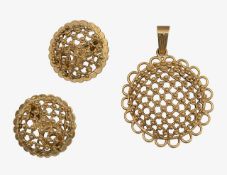 A 9ct gold earrings and pendant set