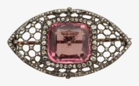 An early 20th century spinel and diamond-set brooch