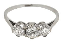 A three stone diamond ring