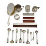 A small collection of silver to include a George VI hairbrush