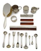 A small collection of silver to include a George VI hairbrush