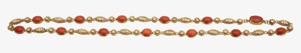 An Italian coral and diamond necklace
