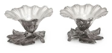 A pair of William IV silver salts in the form of flowers