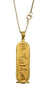 An Egyptian cartouche pendant and a box chain