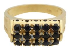 A sapphire 'swivel' head ring