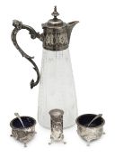 An Elizabeth II silver three piece cruet set
