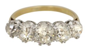 A five stone old cut diamond ring