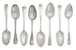 Eight 18th/19th century silver table spoons