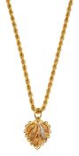 A high carat rope twist necklace heart pendant
