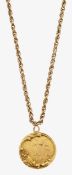 An Edwardian medal and 9ct rope chain