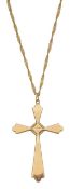 A 9ct gold cross with chain