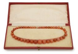A graduated set of carnelian beads
