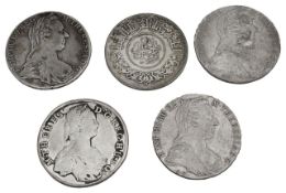 A North Yemen Rial, 1963 & Four Silver Thalers, 1745-1780