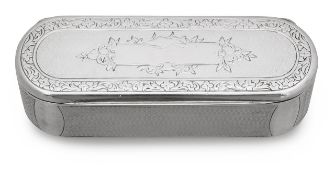 A 19th century Continental .900 engine turned silver snuff box