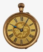 A miniature 14ct keyless pocket watch