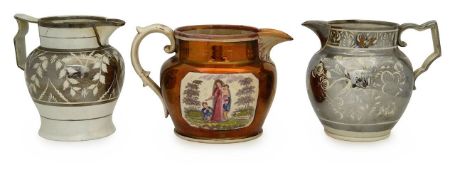 A group of three Sunderland lustre jugs,