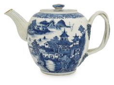 A Chinese blue and white porcelain teapot