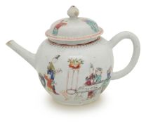 A Chinese famille rose porcelain teapot and cover