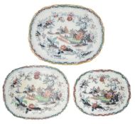 A Victorian graduated set of three pottery meat plates,