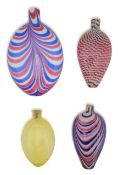A group of four Nailsea glass flasks