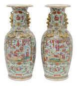 A large pair of Cantonese famille-rose vases,