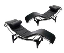 After Le Corbusier: A pair of LC4 chaise longue