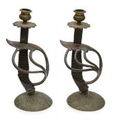 A pair of Continental sword handle candlesticks (2)