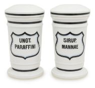 A pair of pottery apothecary or ointment jars,