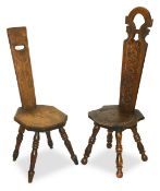 Two Welsh oak spinning chairs