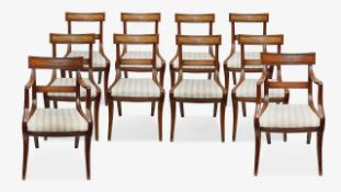 A set of ten Regency mahogany dining chairs