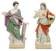 A pair of Meissen porcelain allegorical figures