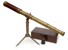 A brass three draw telescope