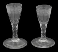 A near pair of cordial glasses