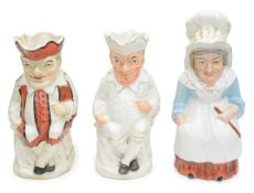 Three Staffordshire pottery character jugs