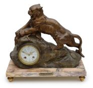 A French spelter mantel clock
