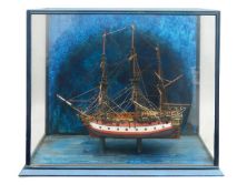 A cased model of a frigate