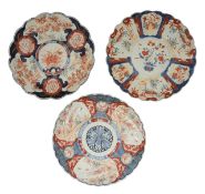 A group of three Japanese Imari scalloped dishes,