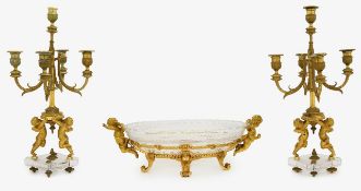 A Baccarat crystal glass and ormolu centrepiece