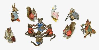 A group of Austrian cold painted bronze figures