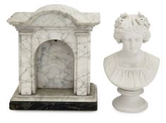 A Parian ware bust and watch holder
