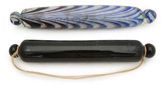 Two Victorian glass rolling pins