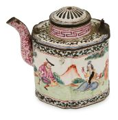 A Canton 'European Subject' enamel teapot