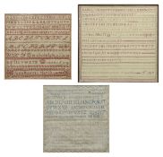 A group of three needlework samplers