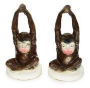 A pair of pottery bookends