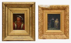 A portrait of Henry VIII and a court scene (19th century)