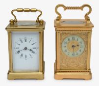 A gilt-brass carriage timepiece and another