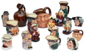 A collection of Royal Doulton Toby and other character jugs
