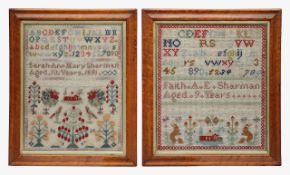 A pair of Victorian wool samplers